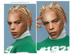 Sims 4 — Junao Hairstyle V2 by -Merci- — New Maxis Match Hairstyle for Sims4. -24 EA Colours. -For male, teen-elder.