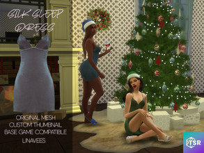 Sims 4 — MAISIE - SILK SLEEP DRESS by linavees — Original Mesh 4 colors Custom thumbnail Base game compatible Happy