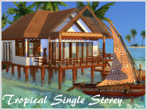 Sims 4 — Tropical Single Storey (No CC) by philo — Affordable single storey retreat for Sims who might want to escape a