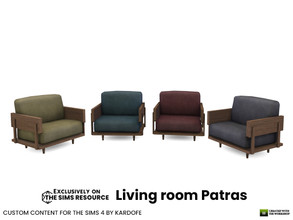 Sims 4 — Living room Patras LivingChair by kardofe — Wooden plank armchair with two large comfortable cushions, in four