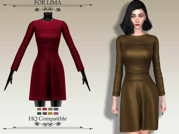 Sims 4 — Dress 27 by ForLima — 8 Colors HQ Compatible All LOD's New Mesh Custom Thumbnail