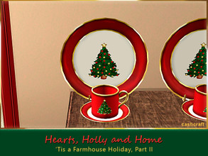 Sims 3 — Hearts, Holly and Home Dinner Place Setting by Cashcraft — Decorate your dining table with a festive holiday