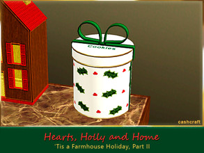 Sims 3 — Hearts, Holly and Home Cookie Jar by Cashcraft — Store your favorite cookies in this handpainted, procelain
