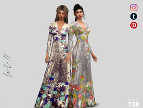 Sims 4 — Long embellished dress - MDR54 by laupipi2 — New long embellished dress with flowers and lentils. Comming in 10