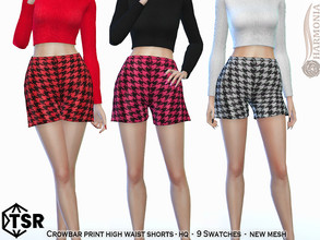 Sims 4 — Crowbar Print Highwaist Shorts by Harmonia — New Mesh 9 Swatches HQ Please do not use my textures. Please do not