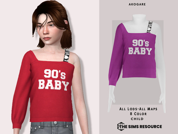 Sims 4 — Rebecca Top by _Akogare_ — Akogare Rebecca Top -8 Colors - New Mesh (All LODs) - All Texture Maps - HQ