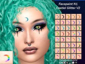 Sims 4 — [PATREON] Facepaint N1 - Castiel Glitter V2 (Set) by PinkyCustomWorld — Cute moon crest forhead facepaint in