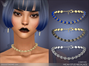 Sims 4 — Micah Stud Necklace by feyona — Micah Stud Necklace comes in 4 colors of metal: yellow gold, white gold, rose