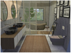 Sims 4 — Gray Modern by lotsbymanal — A modern bathroom with hot tube..