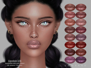 Sims 4 — Lipstick A76 by ANGISSI — *PREVIEWS MADE USING HQ MOD *Makeup category *16 colors *Sliders compatible *HQ mod