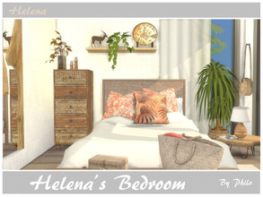 Sims 4 — Helena's Bedroom by philo — A room with a serene atmosphere, built in the exotic surroundings of Sulani. Size of