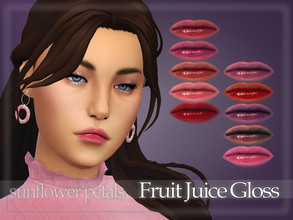 Sims 4 — Fruit Juice Gloss by SunflowerPetalsCC — A lip gloss with a wet look. Comes in 10 berry shades.