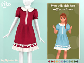 Sims 4 — Dress with white lace ruffles and bows by MysteriousOo — Dress with white lace ruffles and bows for kids in 12