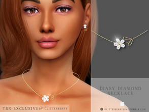 Sims 4 — Diamond Daisy Neckalce by Glitterberryfly — A gold necklace and diamond 'daisy' pendant