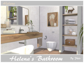 Sims 4 — Helena's Bathroom by philo — A bathroom with a slightly tropical atmosphere. Size of the room: 4X5 Small Walls