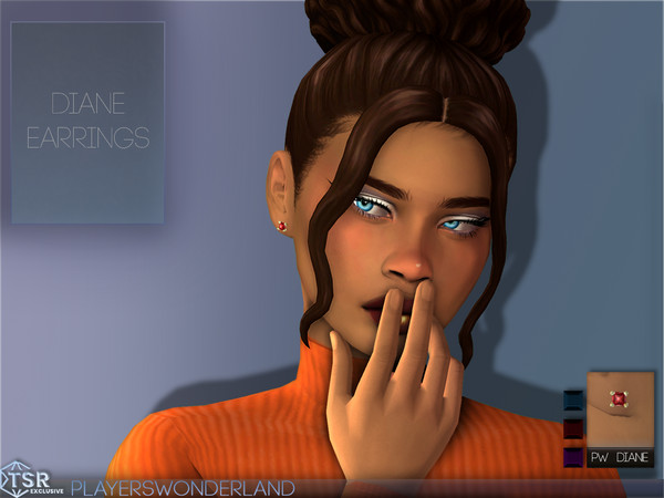 Sims 4 — Diane Earrings by PlayersWonderland — Simple, crystal earrings for your Sims! Specs - 3 Swatches - Custom