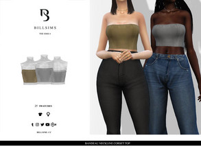 Sims 4 — Bandeau Neckline Corset Top by Bill_Sims — This top features a twill material with a bandeau neckline! - Female,