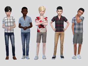 Sims 4 — Micro & Plaid Button Shirt Boys by McLayneSims — TSR EXCLUSIVE Standalone item 8 Swatches MESH by Me NO