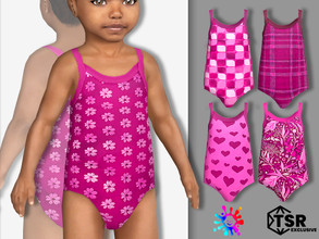 Sims 4 — Toddler Magenta Swimsuit by Pelineldis — Toddler swimsuit in shades of magenta. Can be found in category
