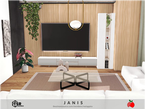 Sims 4 — Janis living by melapples — a minimalist white and wood tones living room. enjoy! 8x11 $18962 medium walls