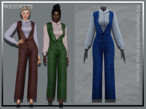 Sims 4 — Shirt and Pantdress by _WAZOWSKI_ — All Texture Maps New Mesh 8 Colors HQ Compatible