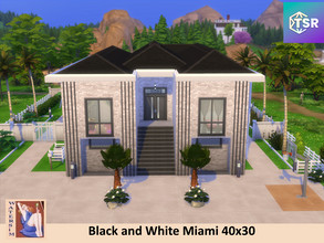 Sims 4 — ws Black and White Miami - No CC by watersim44 — Welcome to this Black and White house. Living, Kitchen, Dining,