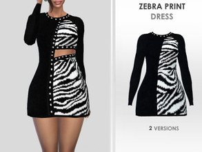 Sims 4 — Zebra Print Dress by Puresim — Zebra Print Dress in 2 versions.