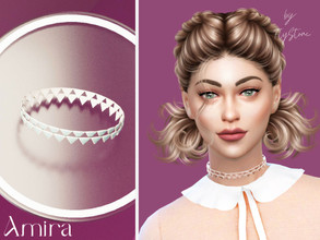 Sims 4 — Amira - choker by FlyStone — Elegant choker made of gold triangles inlaid with stones. Make your casual or