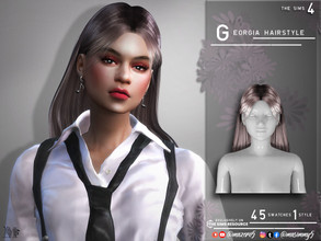 Sims 4 — Georgia Hairstyle by Mazero5 — Plain straight hair that was parted in the middle 45 Swatches to choose from