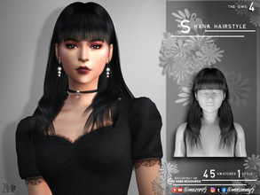 Sims 4 — Shana Hairstyle by Mazero5 — Silky straight hair with hair upfront and full bangs 45 Swatches to choose from