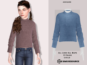 Sims 4 — Striped Sweater by _Akogare_ — Akogare Striped Sweater -8 Colors - New Mesh (All LODs) - All Texture Maps - HQ