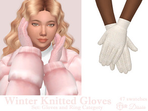 Sims 4 — Winter Knitted Gloves (Gloves + Ring Category) by Dissia — Cute knitted gloves to keep your sim hands warm :)