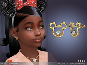 Sims 4 — Mouse Crystal Earrings For Kids by feyona — Mouse Crystal Earrings For Kids come in 4 colors of metal: yellow