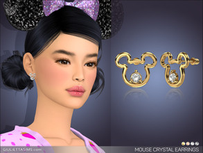 Sims 4 — Mouse Crystal Earrings  by feyona — Mouse Crystal Earrings come in 4 colors of metal: yellow gold, white gold,
