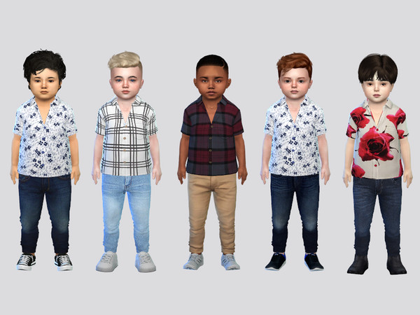 Sims 4 — Micro & Plaid Button Shirt Toddler by McLayneSims — TSR EXCLUSIVE Standalone item 8 Swatches MESH by Me NO