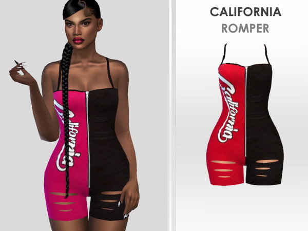Sims 4 — California Romper by Puresim — Cut out romper in 3 swatches.