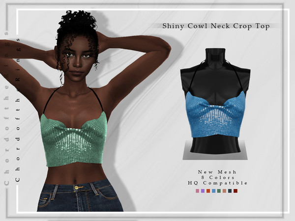 Sims 4 — ChordoftheRings ShinyCowlNeckCropTop T-352 by ChordoftheRings — ChordoftheRings ShinyCowlNeckCropTop T-352 - 8