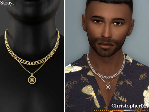 Sims 4 — Stray Necklace by christopher0672 — This is a classy long north star pendant necklace layered with a chunky