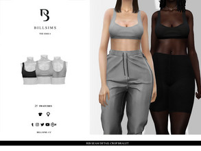 Sims 4 — Rib Seam Detail Crop Bralet by Bill_Sims — This top features a rib material with seam detailing and a cropped