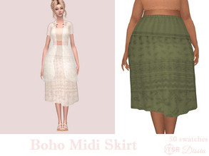 Sims 4 — Boho Midi Skirt by Dissia — High waist midi patterned boho skirt Available in 50 swatches
