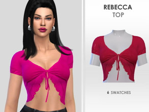 Sims 4 — Rebecca Top by Puresim — Frill crop top in 6 swatches.