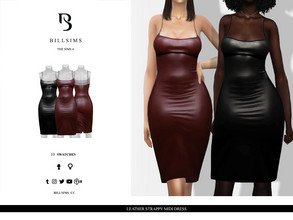 Sims 4 — Leather Strappy Midi Dress by Bill_Sims — This dress features a leather material with a strappy design and a