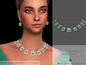 Sims 4 — Green Emerald Necklace by Glitterberryfly — A statement green emerald necklace with diamonds