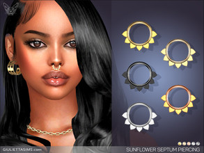 Sims 4 — Sunflower Septum Nose Piercing by feyona — Sunflower Septum Nose Piercing comes in 4 colors of metal: 2 shades