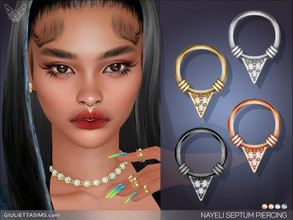 Sims 4 — Nayeli Septum Nose Piercing by feyona — Nayeli Septum Nose Piercing comes in 4 colors of metal: 2 shades of