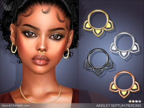 Sims 4 — Ainsley Septum Piercing by feyona — Ainsley Septum Piercing comes in 4 colors of metal: 2 shades of yellow gold,