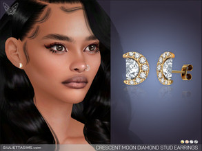 Sims 4 — Crescent Moon Diamond Stud Earrings by feyona — Crescent Moon Diamond Stud Earrings come in 4 colors of metal: 2