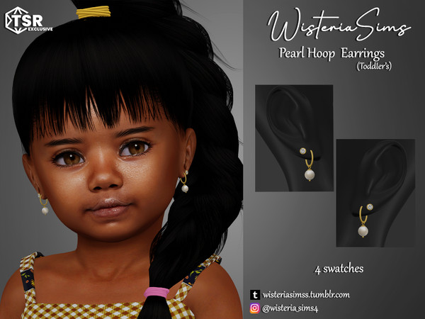 Sims 4 — Pearl Hoop Earrings (Toddlers) by WisteriaSims — **FOR TODDLERS **NEW MESH *GIRLS - Earrings Category - 4