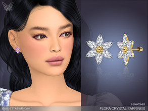 Sims 4 — Flora Crystal Earrings by feyona — Flora Crystal Earrings comes with 6 swatches. * 6 swatches * Base game