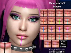 Sims 4 — Facepaint N9 - Maeve (Set) by PinkyCustomWorld — This facepaint has small dots around the eyes and a line from